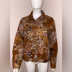New Directions Brown Paisley Leopard Jacket